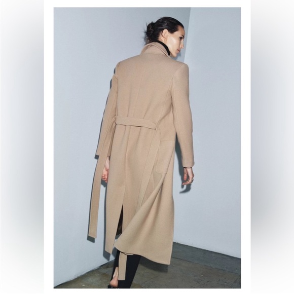 ZARA WOOL BLEND BELTED COAT - Picture 6 of 13